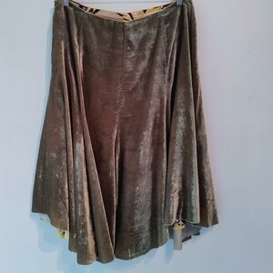 Paul Smith Luxurious Velvet A-Line Skirt in Olive Sz 44